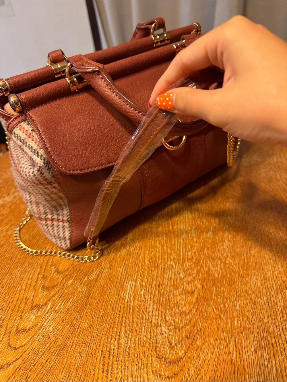LC Lauren Conrad Rust Brown Satchel with Gold Hardware